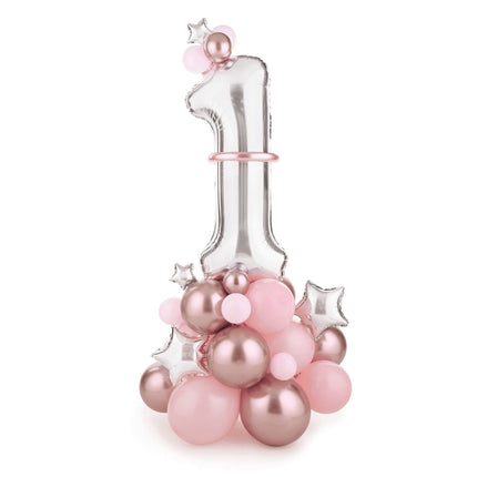 Feestbazaar Ballonboeket Set Cijfer 1 Roze