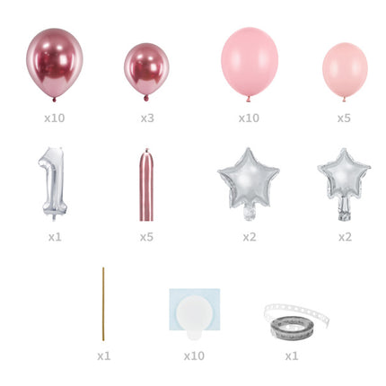 Feestbazaar Ballonboeket Set Cijfer 1 Roze