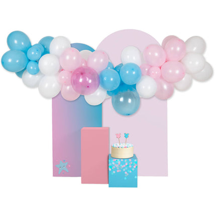 Feestbazaar Ballonboog Blauw/Roze Boy and Girl (66 ballonnen)