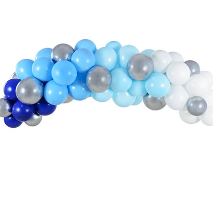 Feestbazaar Ballonboog Kit Blauw/Zilver 200cm