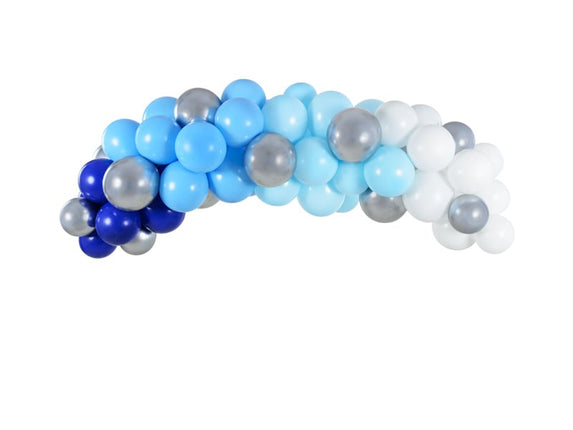 Feestbazaar Ballonboog Kit Blauw/Zilver 200cm