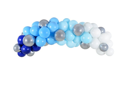 Feestbazaar Ballonboog Kit Blauw/Zilver 200cm