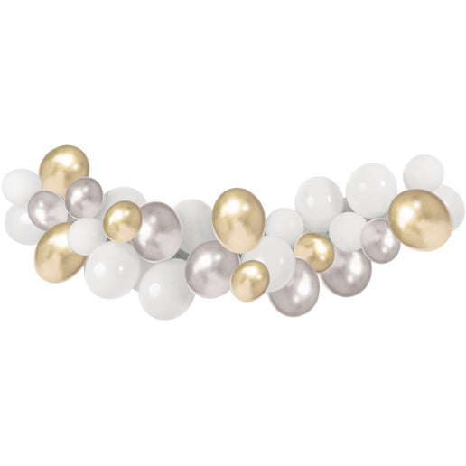 Feestbazaar Ballonboog Set Bruiloft Wit/Goud/Zilver (3m)
