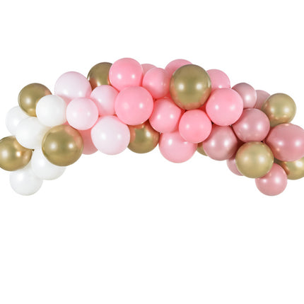 Feestbazaar Ballonboog Set Roze/Goud (2m)
