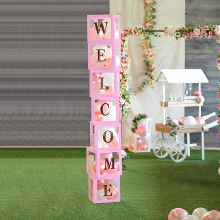 Feestbazaar Ballondecoratie Blokken Roze (4st)