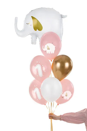 Feestbazaar Ballonnen 1 jaar babypink olifantje (6st)
