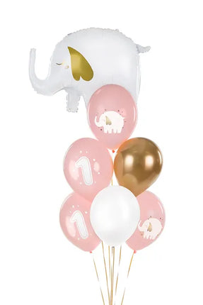 Feestbazaar Ballonnen 1 jaar babypink olifantje (6st)