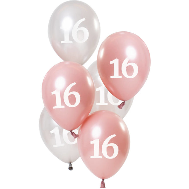 Feestbazaar Ballonnen 16 Jaar Glossy Pink (6st)