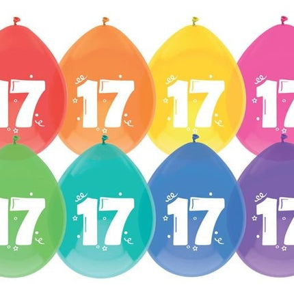 Feestbazaar Ballonnen 17 Jaar Mix Kleuren (8st)