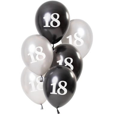 Feestbazaar Ballonnen 18 Jaar Zwart/Zilver (6st)