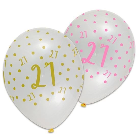 Feestbazaar Ballonnen 21 Jaar Pink/Gold Chic (6st)