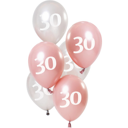 Feestbazaar Ballonnen 30 Jaar Glossy Pink (6st)