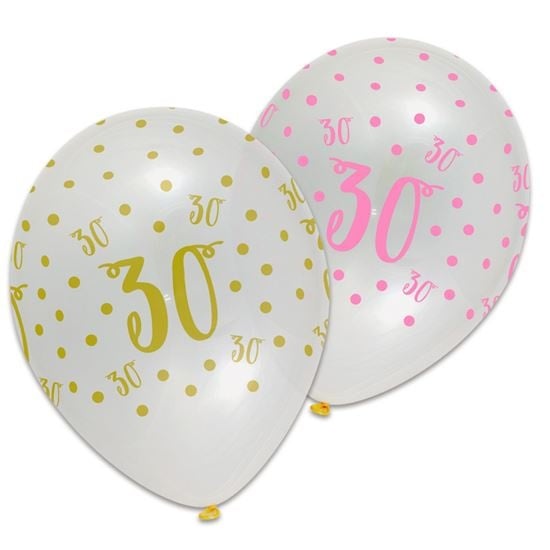 Feestbazaar Ballonnen 30 Jaar Pink/Gold Chic (6st)