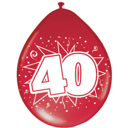Feestbazaar Ballonnen 40 Jaar Jubileum Robijn Rood - 8 Stuks