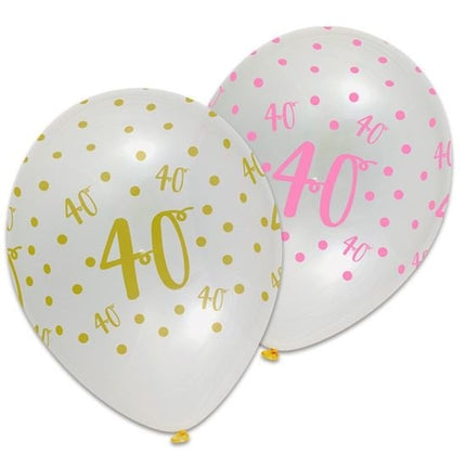 Feestbazaar Ballonnen 40 Jaar Pink/Gold Chic (6st)