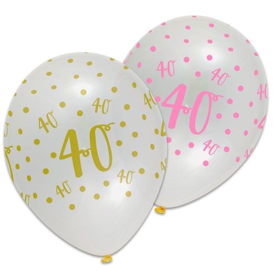 Feestbazaar Ballonnen 40 Jaar Pink/Gold Chic (6st)