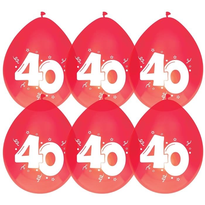 Feestbazaar Ballonnen 40 Jaar Robijn Rood - 6 Stuks