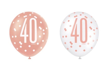 Feestbazaar Ballonnen 40 Jaar Rosé Goud Glitz (6st)
