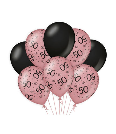 Feestbazaar Ballonnen 50 Jaar Roze/Zwart (8st)