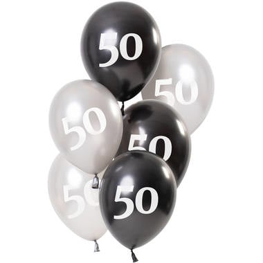Feestbazaar Ballonnen 50 Jaar Zwart/Zilver (6st)