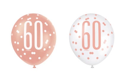 Feestbazaar Ballonnen 60 Jaar Rosé Goud Glitz (6st)