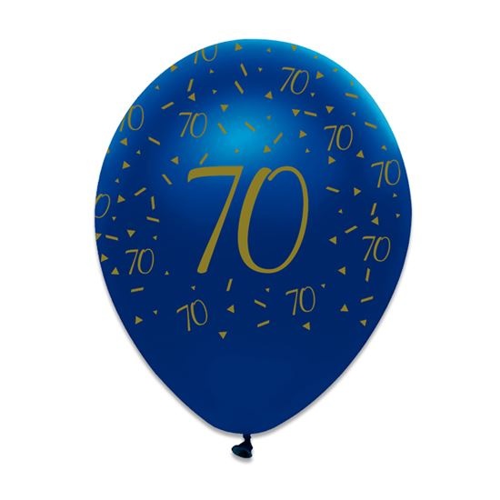 Feestbazaar Ballonnen 70 Jaar Navy Blauw/Goud - 6 Stuks