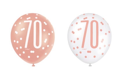 Feestbazaar Ballonnen 70 Jaar Rosé Goud Glitz (6st)