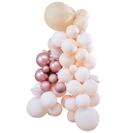 Feestbazaar Ballonnen Backdrop Set Rozegoud/Wit/Roze (70st)