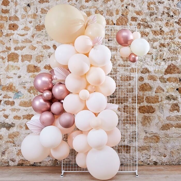 Feestbazaar Ballonnen Backdrop Set Rozegoud/Wit/Roze (70st)