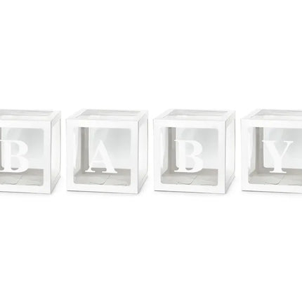 Feestbazaar Ballonnen Box BABY Wit (30x30cm)