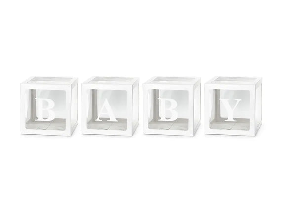 Feestbazaar Ballonnen Box BABY Wit (30x30cm)