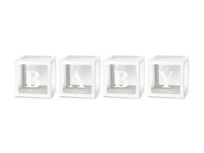 Feestbazaar Ballonnen Box BABY Wit (30x30cm)