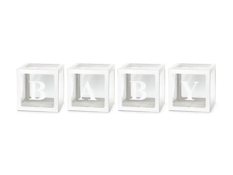 Feestbazaar Ballonnen Box BABY Wit (30x30cm)
