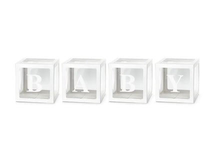 Feestbazaar Ballonnen Box BABY Wit (30x30cm)
