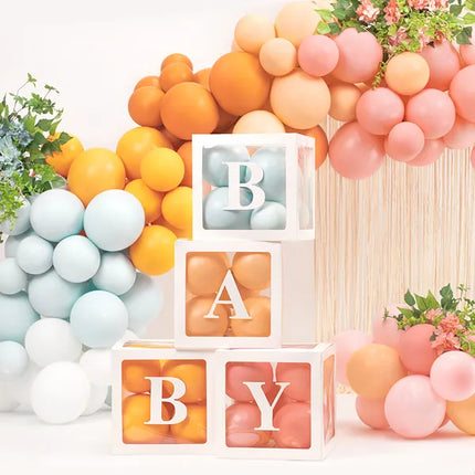 Feestbazaar Ballonnen Box BABY Wit (30x30cm)