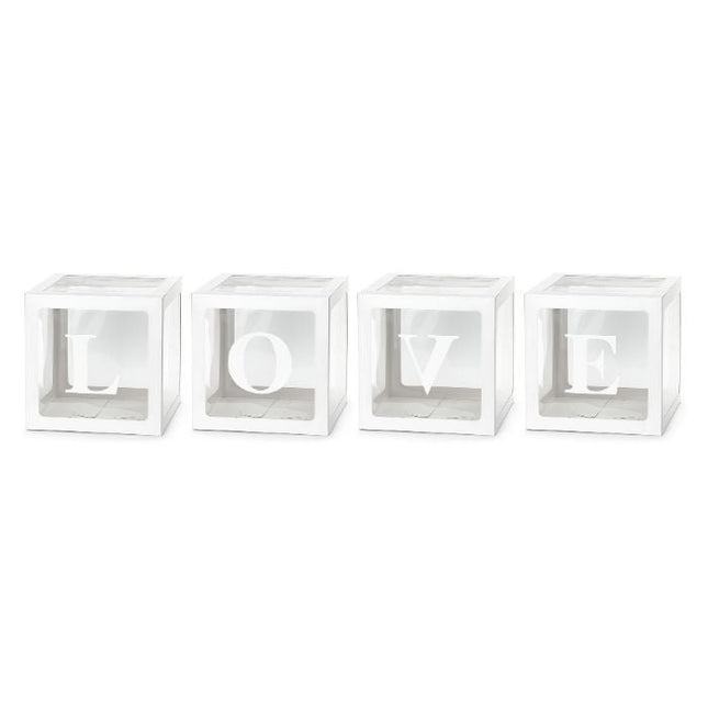 Feestbazaar Ballonnen Box LOVE Wit (30x30cm)