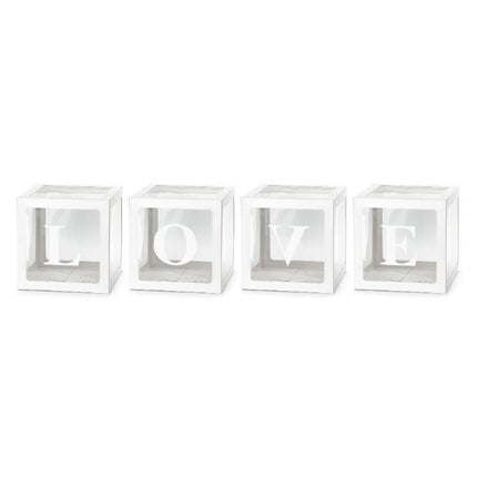 Feestbazaar Ballonnen Box LOVE Wit (30x30cm)