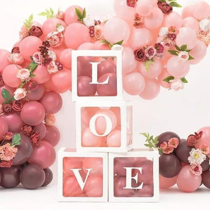 Feestbazaar Ballonnen Box LOVE Wit (30x30cm)