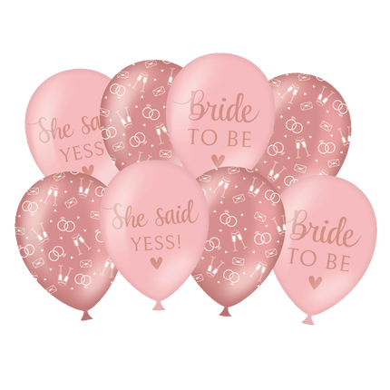 Feestbazaar Ballonnen Bride to Be Blush roze (8st)