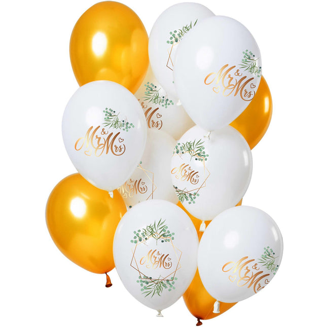 Feestbazaar Ballonnen Bruiloft 'Mr & Mrs' Premium (12st)