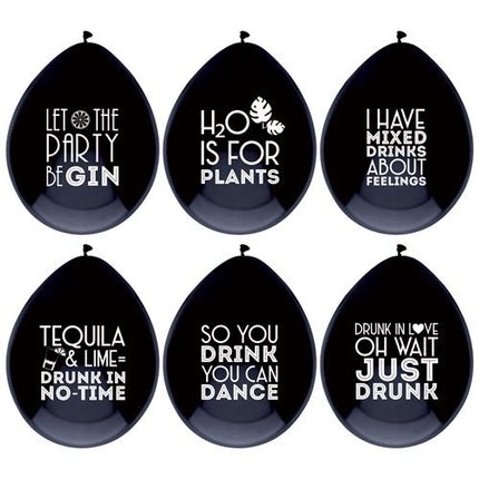 Feestbazaar Ballonnen Drink Quotes Zwart (6st)
