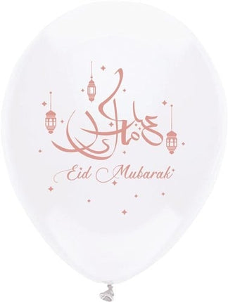 Feestbazaar Ballonnen Eid Mubarak Rosé goud/Wit (6st)