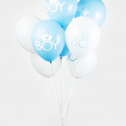 Feestbazaar Ballonnen Geboorte Boy Blauw/Wit (8st)