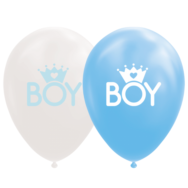 Feestbazaar Ballonnen Geboorte Boy Blauw/Wit (8st)