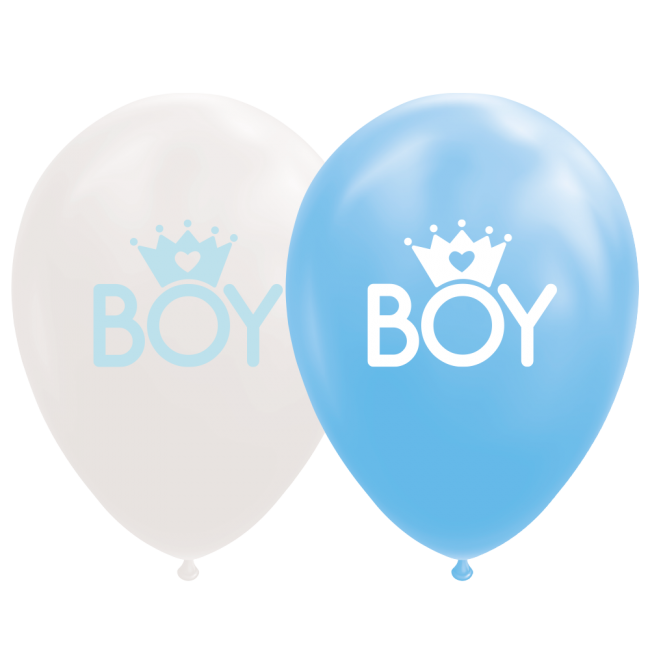 Feestbazaar Ballonnen Geboorte Boy Blauw/Wit (8st)