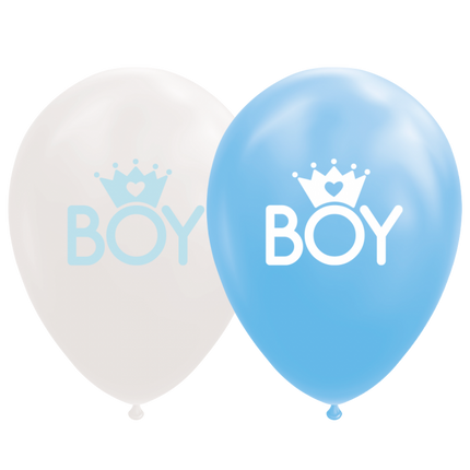 Feestbazaar Ballonnen Geboorte Boy Blauw/Wit (8st)