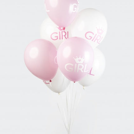 Feestbazaar Ballonnen Geboorte Girl Roze/Wit (8st)
