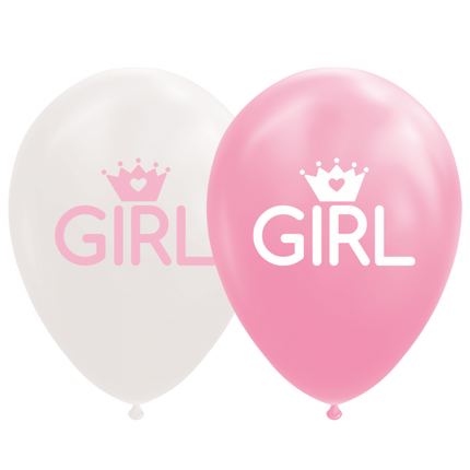 Feestbazaar Ballonnen Geboorte Girl Roze/Wit (8st)
