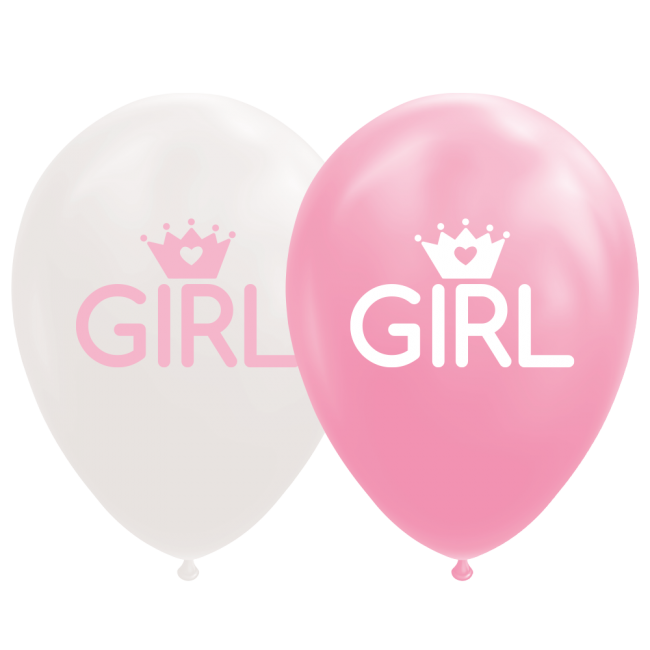Feestbazaar Ballonnen Geboorte Girl Roze/Wit (8st)
