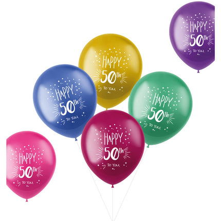 Feestbazaar Ballonnen 'Happy 50th To You' Meerkleurig (6st)